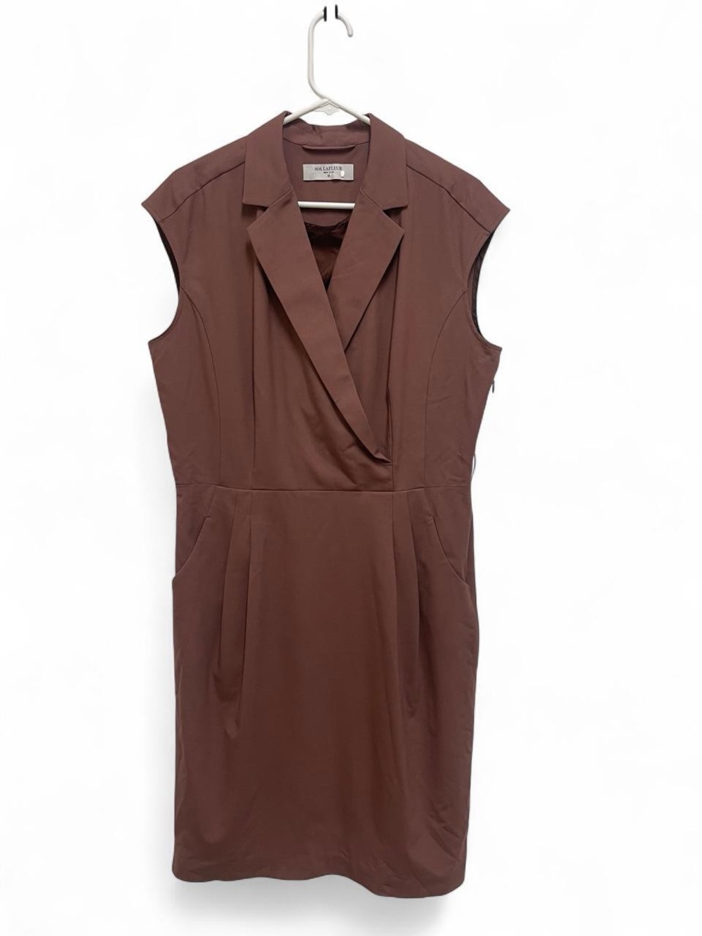 MM. Lafleur Sleeveless Mauvy Brown Notched-Collar Sheath Dress Size 16